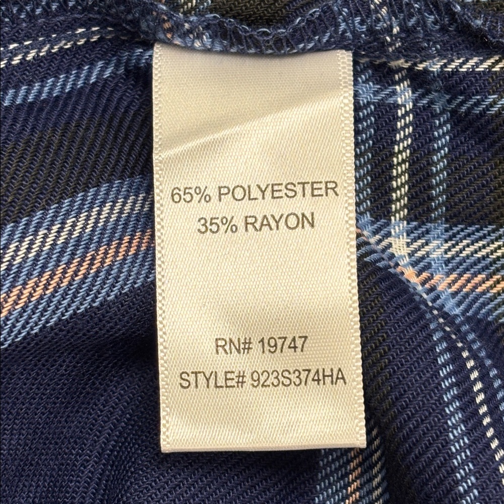 NWT Counterparts Navy Plaid Peasant Blouse - Picture 6 of 6